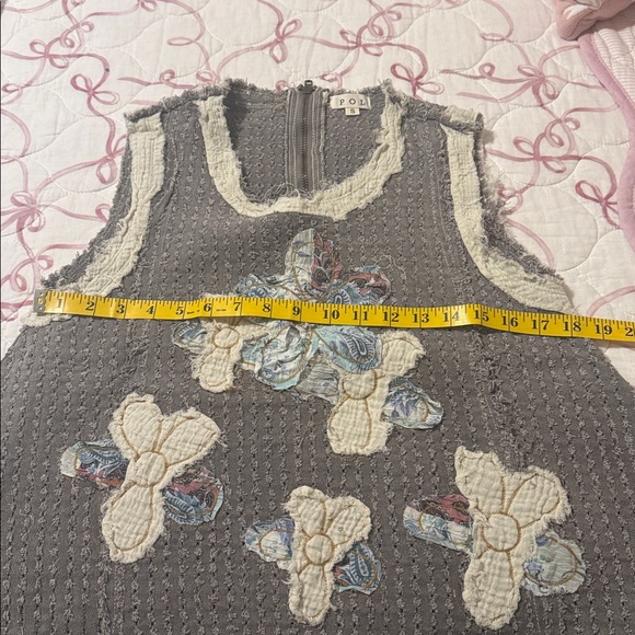 POL Charcoal Tank with Cream and Blue Floral Design - Picture 9 of 12